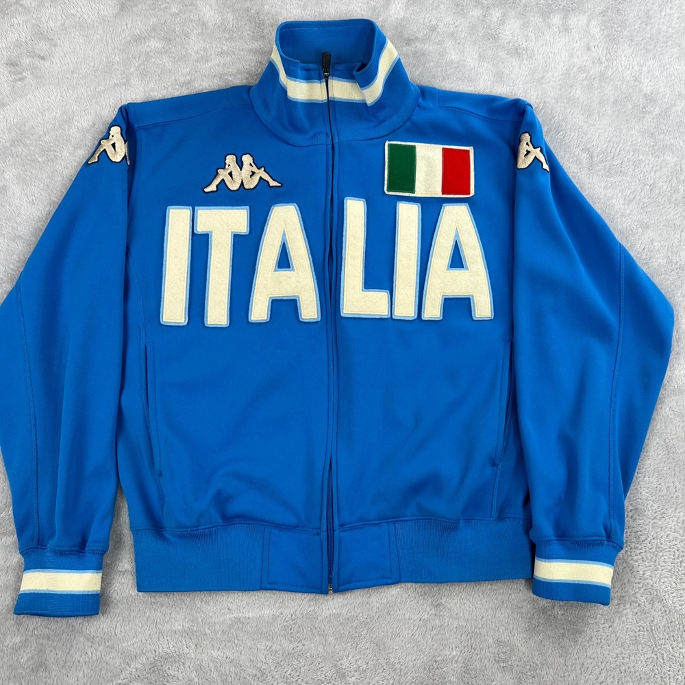 Kappa Italia Logo Embroidered Track Jacket S Blue Men Soccer Streetwear Full Zip